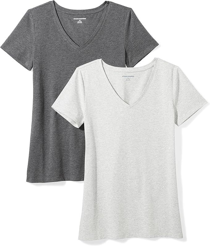 Amazon Essentials Women's Classic-Fit Short-Sleeve V-Neck T-Shirt, Pack of 2 | Amazon (US)