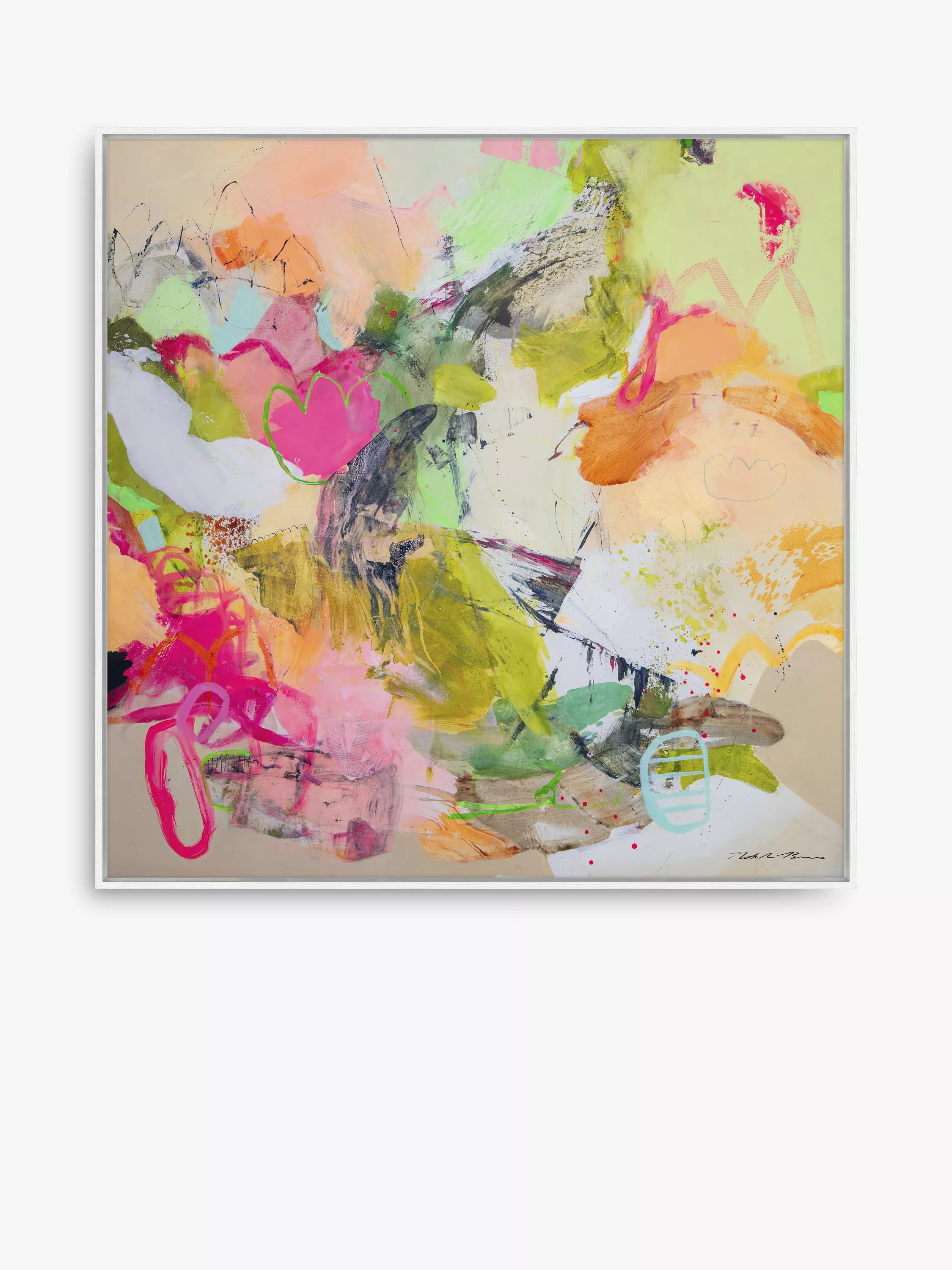 John Lewis Natasha Barnes 'Life is Beautiful' Framed Canvas Print, 104 x 104cm, Pink/White | John Lewis (UK)