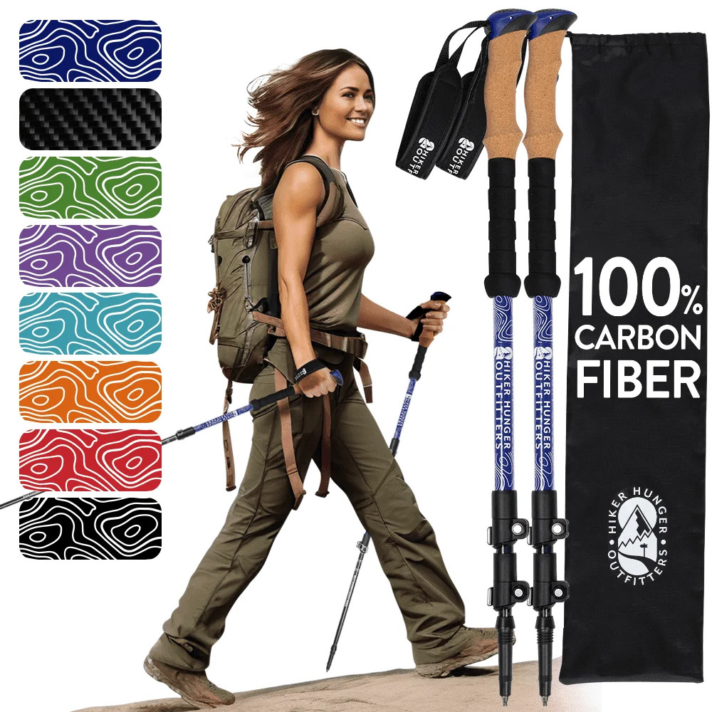 Outsura Carbon Fiber Hiking Sticks 2 Pack – Professional Grade, Collapsible Trekking & Walking ... | Walmart (US)