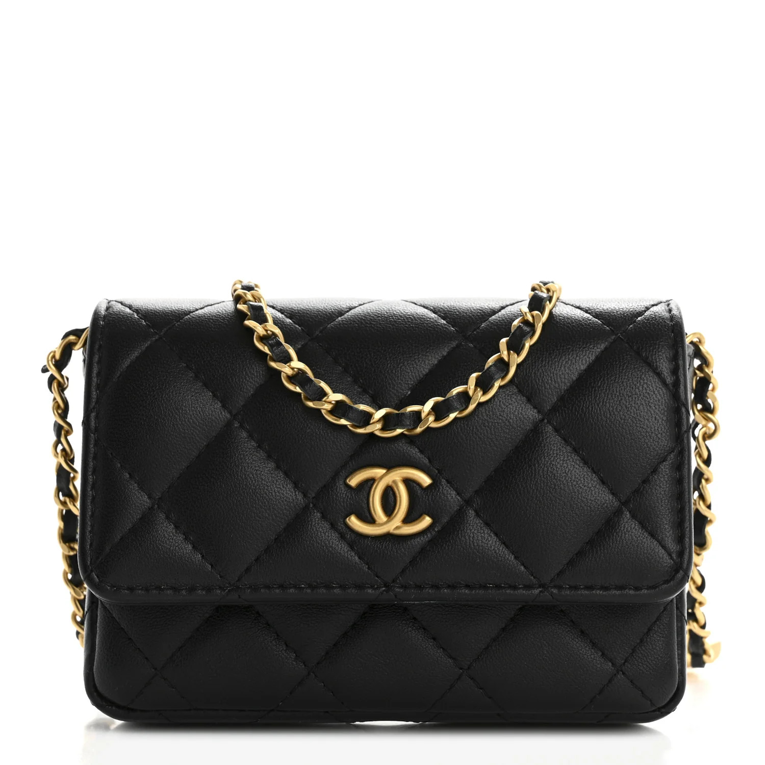 Chanel Lambskin Enamel Quilted Coco Hearts Clutch With Chain Black 1743558 | FASHIONPHILE (US)