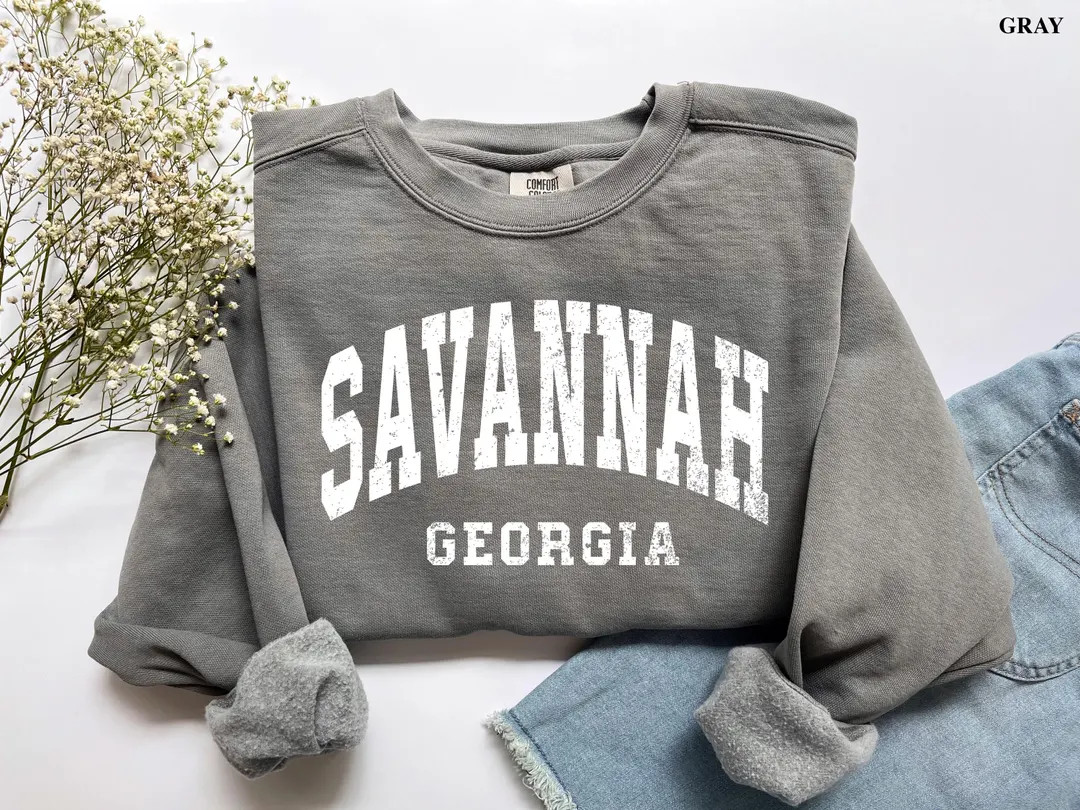 Vintage Savannah Georgia Sweatshirt: Comfort Colors Fleece Crewneck - Etsy | Etsy (US)