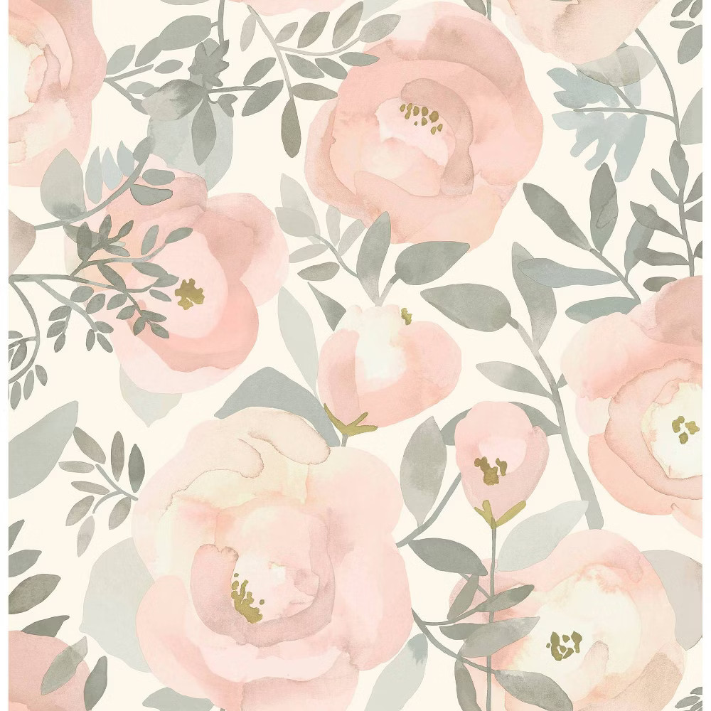 Brewster Peachy Keen Peel and Stick Wallpaper Rose | Target