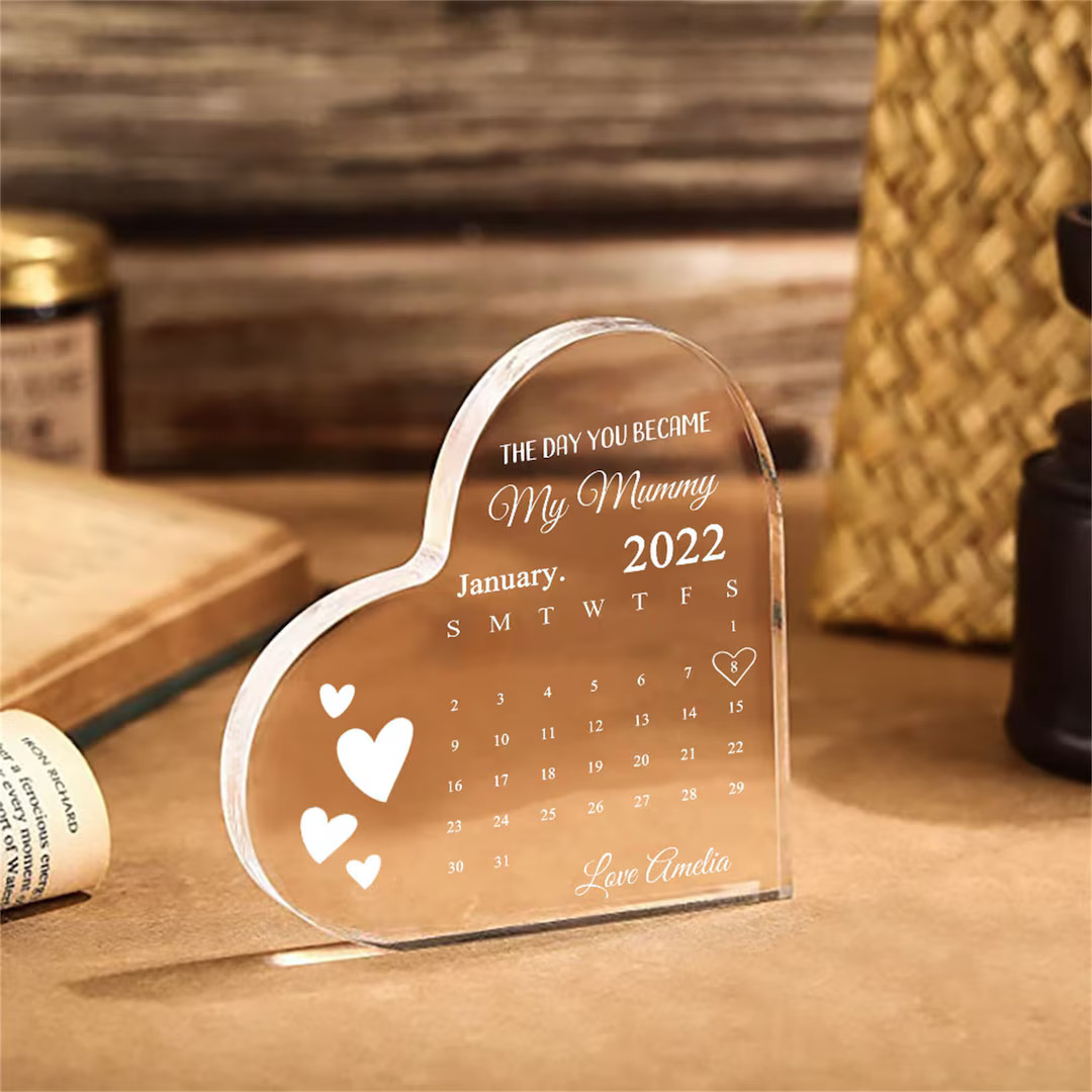 Personalised Day You Became My Mummy Date Acrylic Keepsake Block, Gift From Kids, Mother Birthday... | Etsy (US)