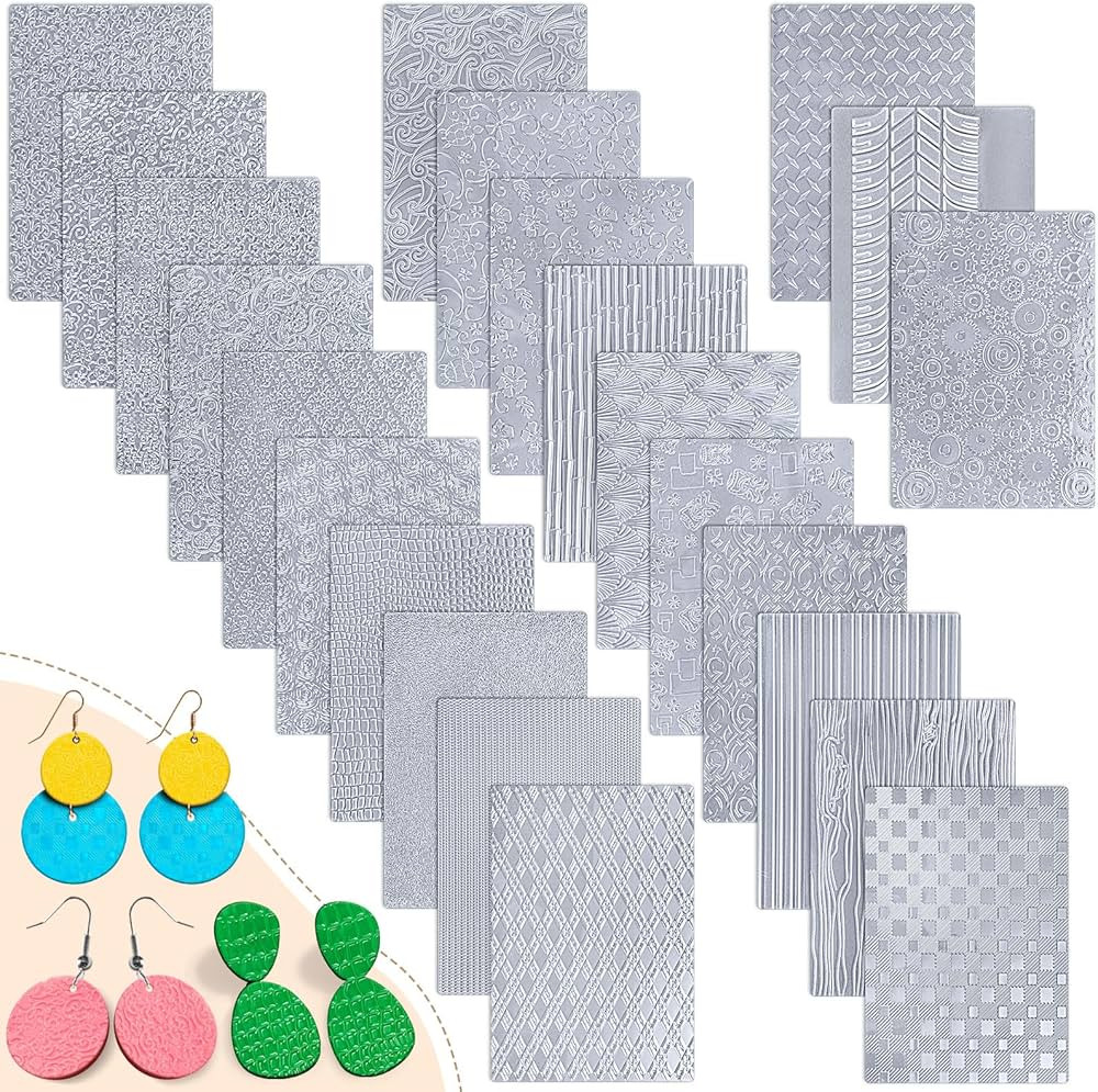 XunYee 23 Pcs Polymer Clay Texture Sheets for Earrings Jewelry Making 17 x 25 Boho Clay Fondant T... | Amazon (US)