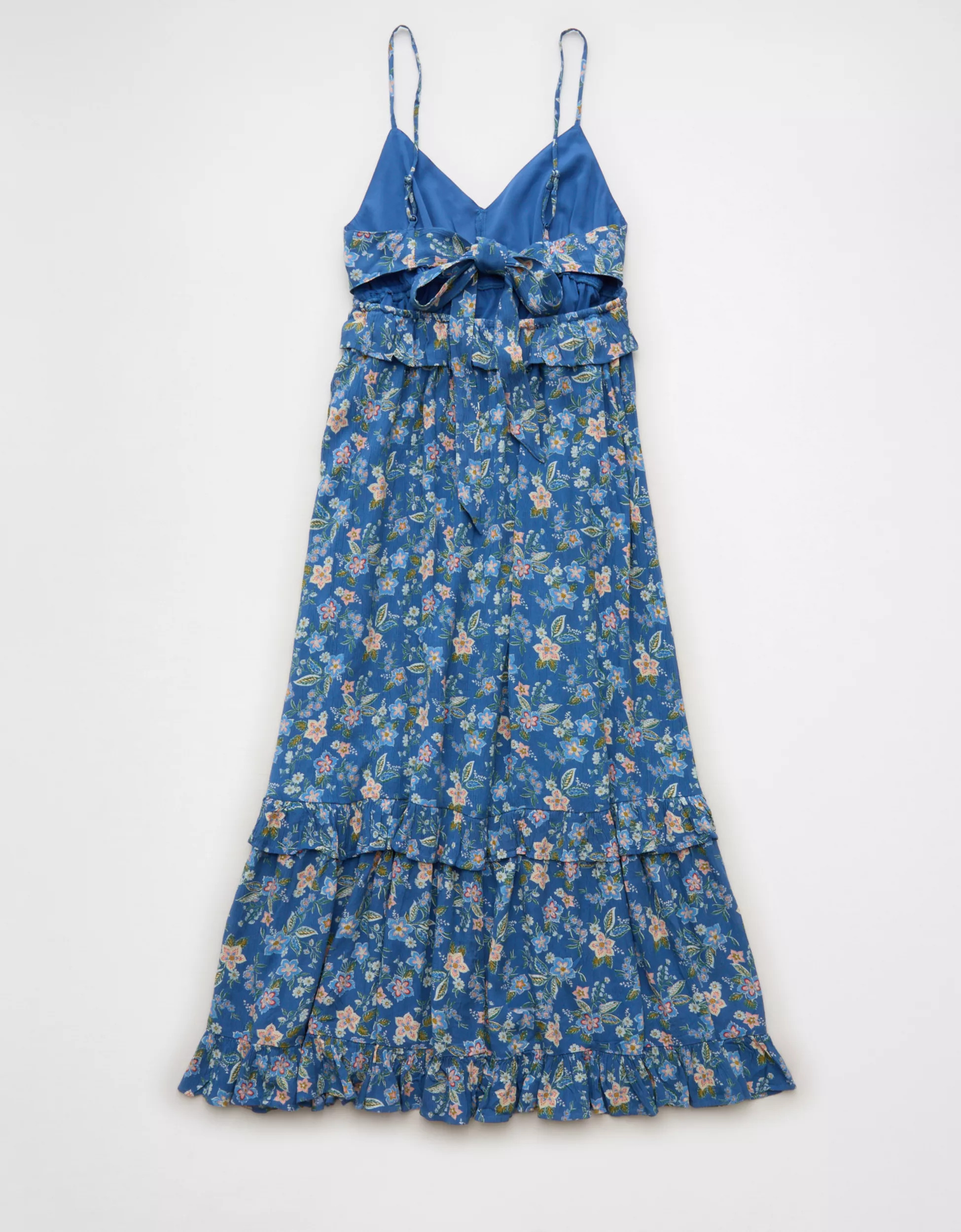 AE V-Neck Ruffle Midi Dress | American Eagle Outfitters (US & CA)