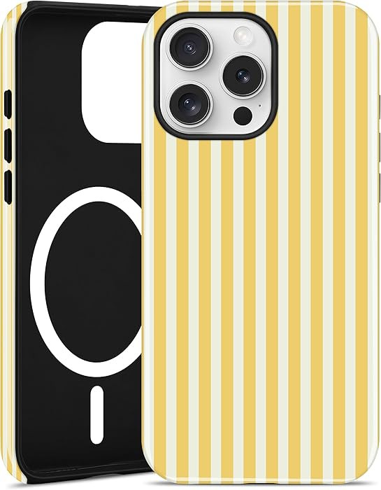 Jusy Compatible with MagSafe Striped Phone Case for iPhone 16 Pro Max, Cute Aesthetic Magnetic So... | Amazon (US)