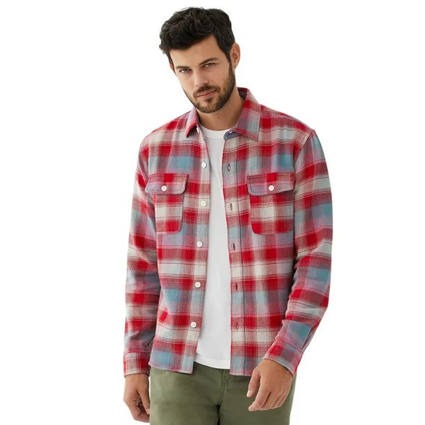 Free Assembly Men's Two-Pocket Flannel Shirt | Walmart (US)