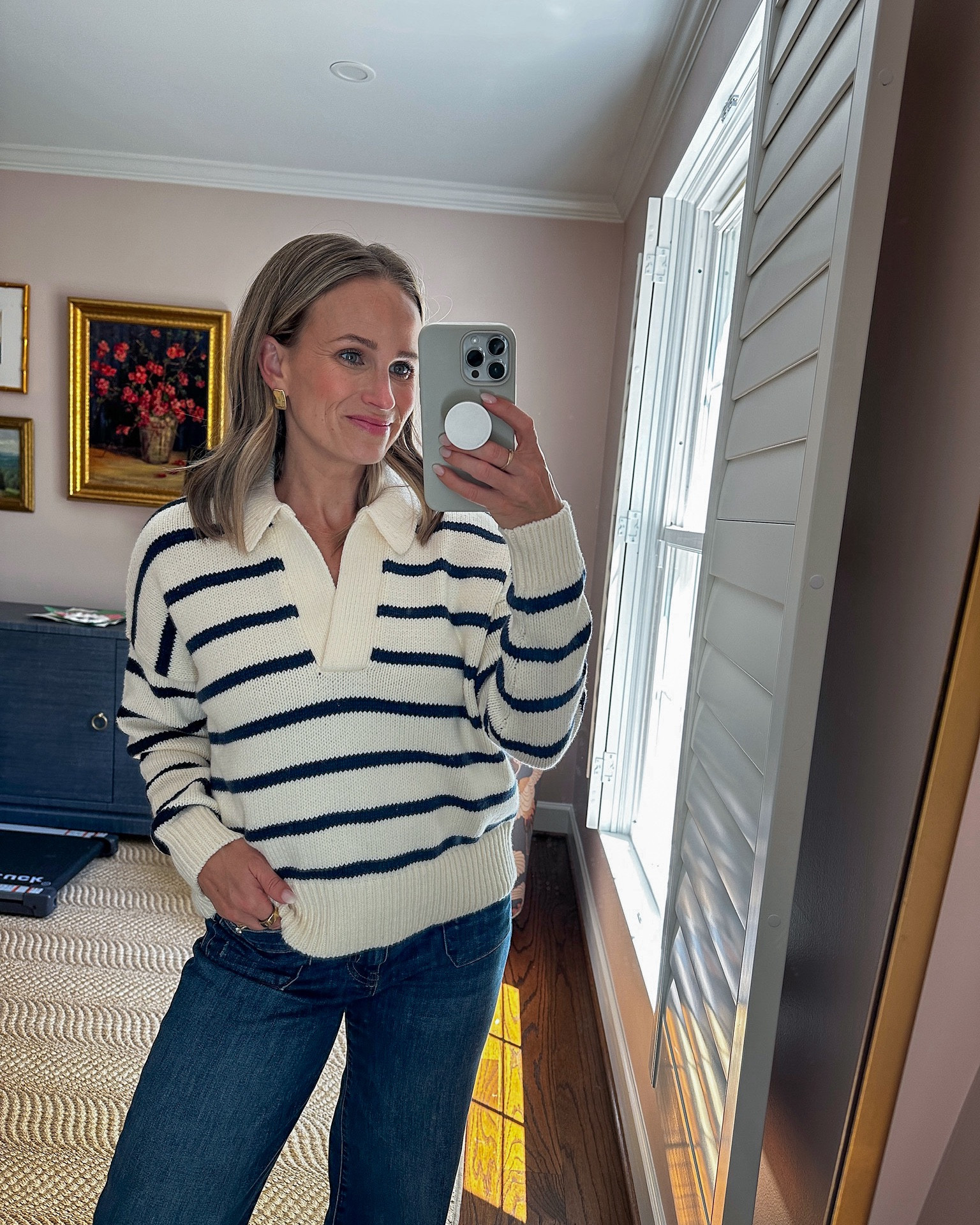 This striped sweater is by madewell and included in the #NSale!  This one is mostly cotton with a little bit of stretch and it’s super soft and comfortable. This will also transition well from summer to fall! I have a small and it’s TTS.

Jeans are comfortable and stretchy (under $100). I have a 2 regular (but I want to get the petite for length). 

Shoes are SO comfortable and exclusive to the sale! 

#LTKxNSale #LTKStyleTip #LTKShoeCrush