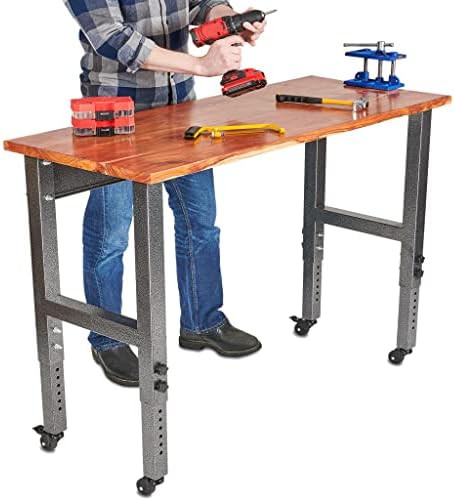 Fedmax Work Bench - 61-inch x 28 to 44-inch Mobile Workbench for Garage & Home - Tool Benches w/Cast | Amazon (US)