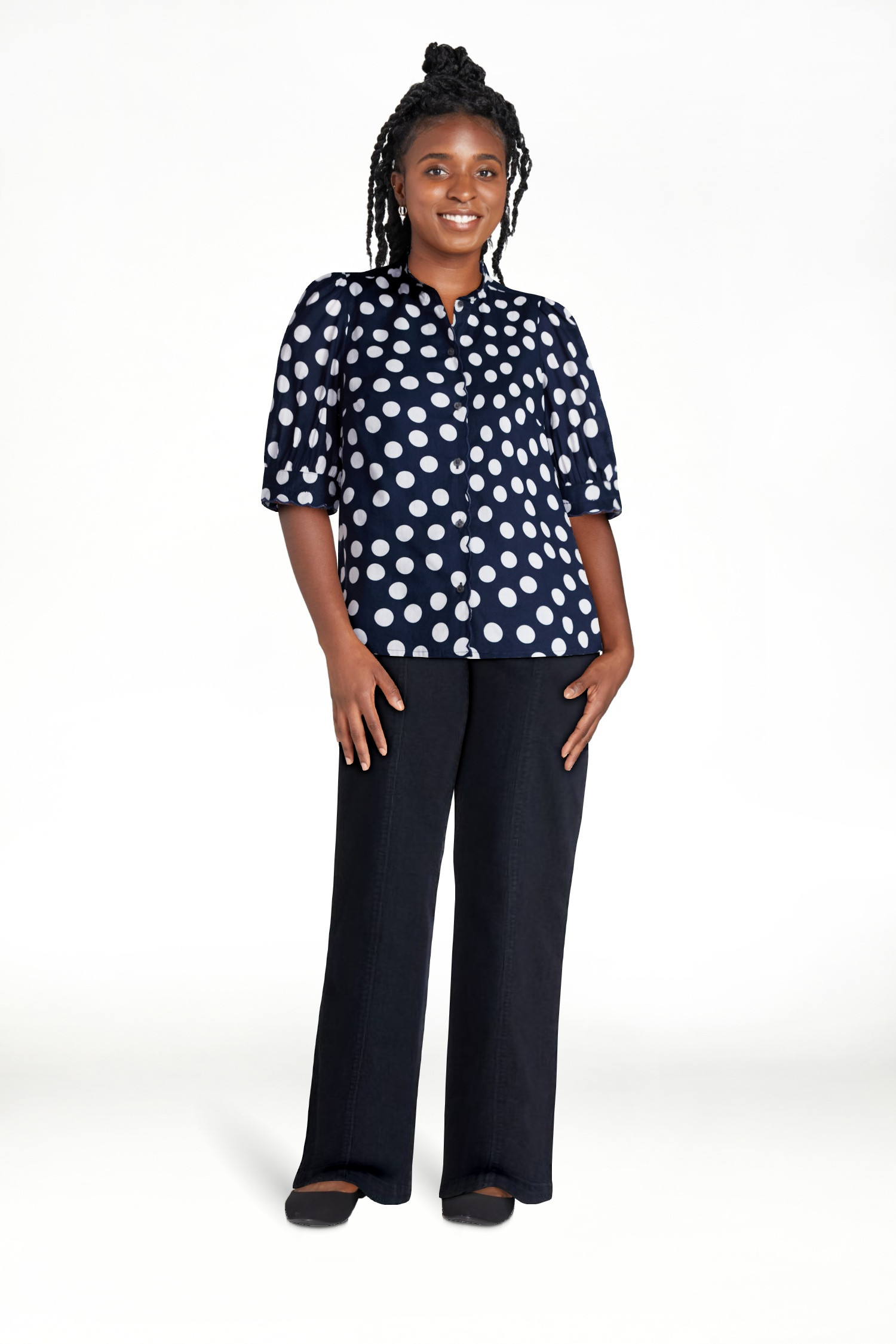 Time and Tru Women's Scallop Trim Cotton Button Down Shirt with Short Sleeves, Sizes XS – XXXL | Walmart (US)