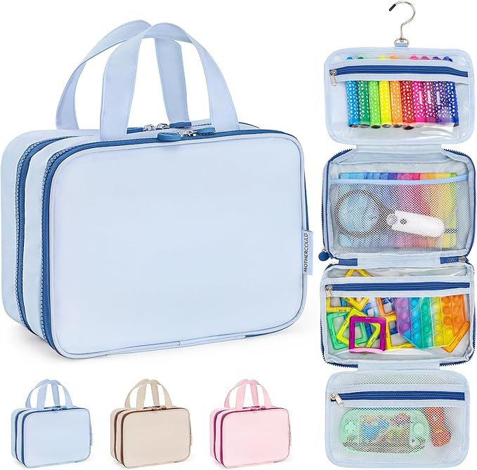 Kids Travel Organizer – Multi-Compartment, Water-Resistant Hanging Bag for Toys, Snacks, & Acti... | Amazon (US)