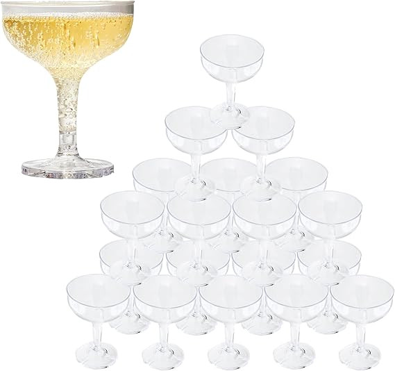 Upper Midland Products Acrylic Champagne Coupe 5 Oz Stem Glasses With Interlocking Groove Feature... | Amazon (US)