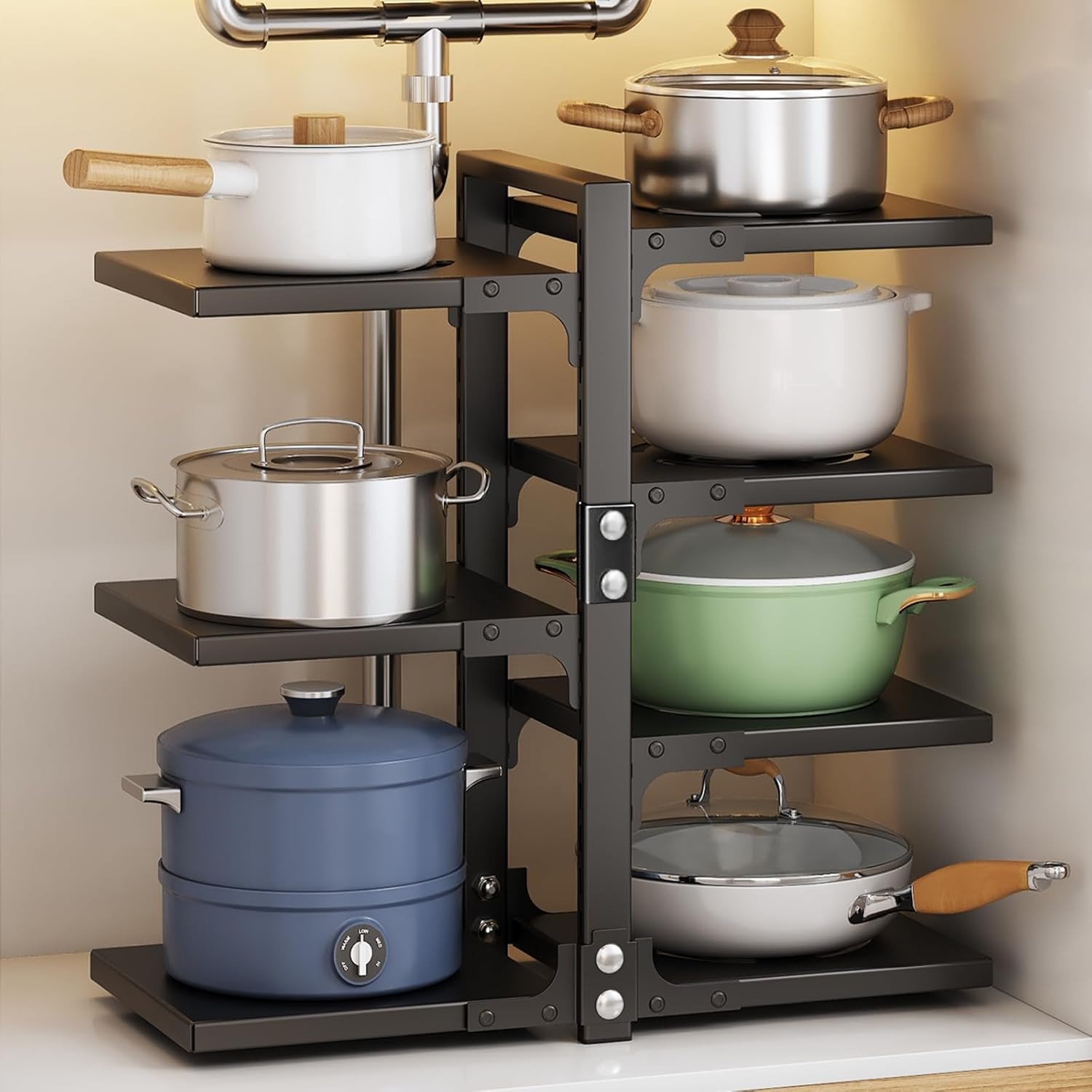 Pot Rack Organizers：CASONNIK 7-Tier Adjustable Heavy Duty Pan Organizer Rack for Cabinet ，Mul... | Amazon (CA)