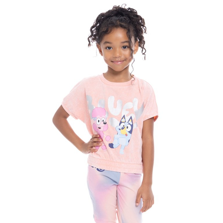 Bluey Girls Foil Graphic Short Sleeve Fashion Top, Sizes 4-16 | Walmart (US)