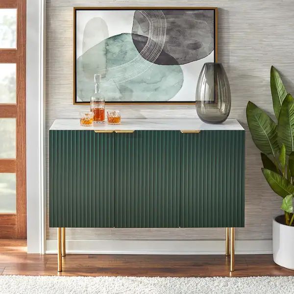 Lifestorey Valen Channel Front Sideboard - Dark Green | Bed Bath & Beyond