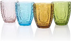 LA JOLIE MUSE Drinking Glasses Heavyweight, 12oz Thanksgiving Colored Vintage Glassware Set of 4,... | Amazon (US)
