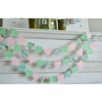 Floral Heart Garland Mint Green, Pink, Shabby Chic Decor | Etsy (US)