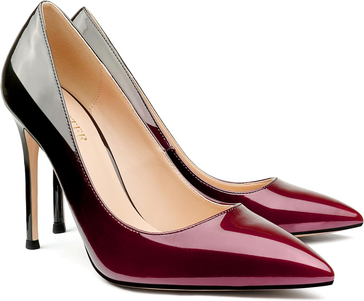 COLETER Women's 4 Inch Pumps Pointy Toe Wedding Dress Shoes Slip on Stiletto Pumps | Amazon (US)