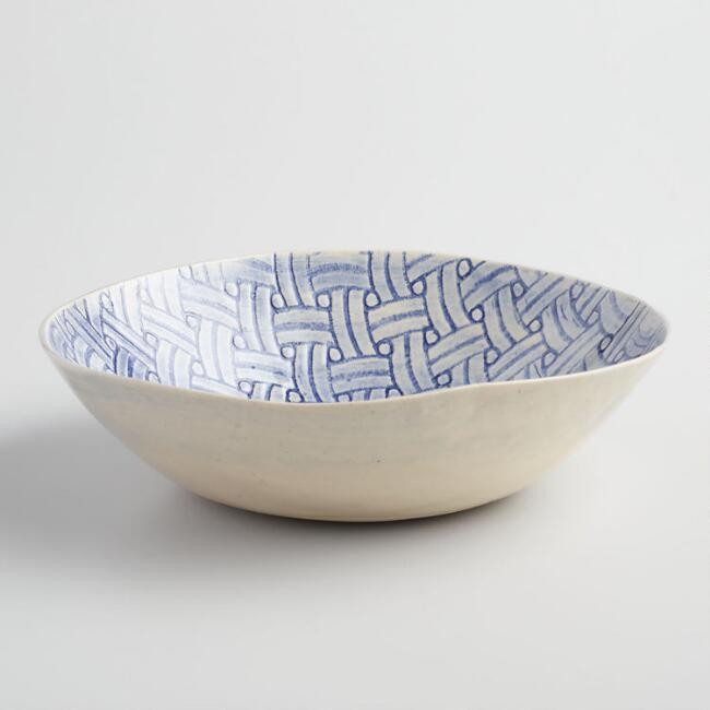 Wonki Ware Small Blue Basket Salad Bowl | World Market
