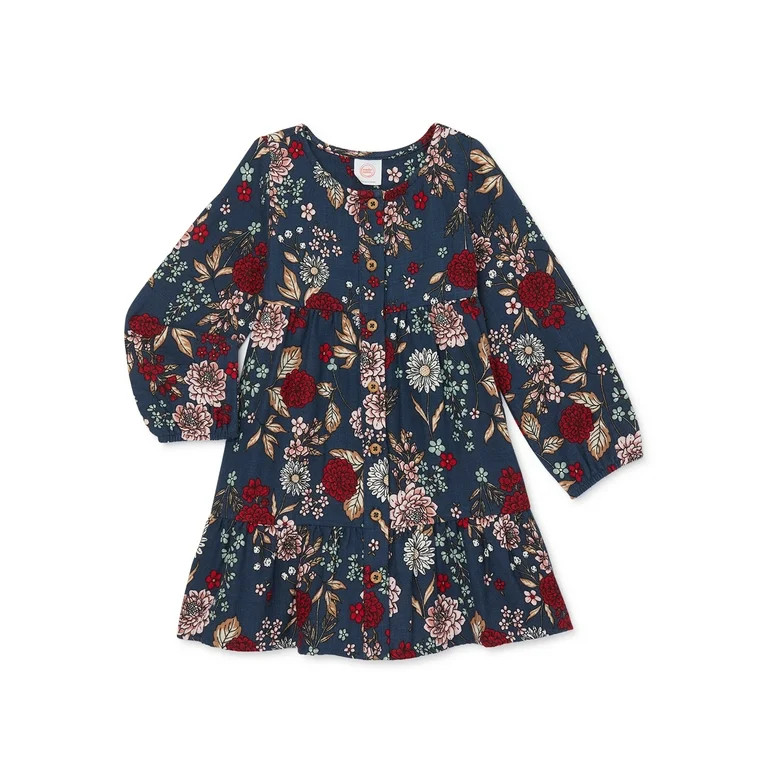 Wonder Nation Toddler Girl Long Sleeve Woven Dress, Sizes 12M - 5T | Walmart (US)