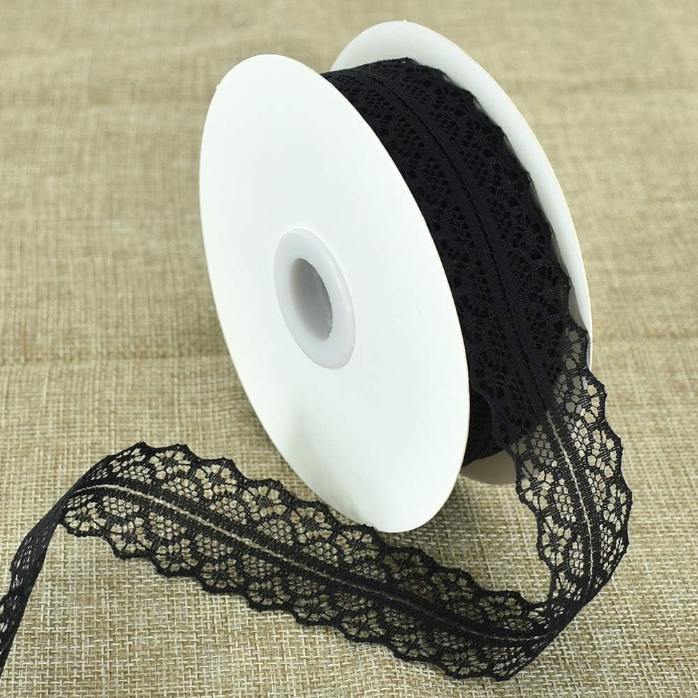 TONIFUL Lace Trim Ribbon Black 1.2 Inch Wide Vintage Pattern Roll Ribbons 25 Yards for Gift Wrapp... | Amazon (UK)
