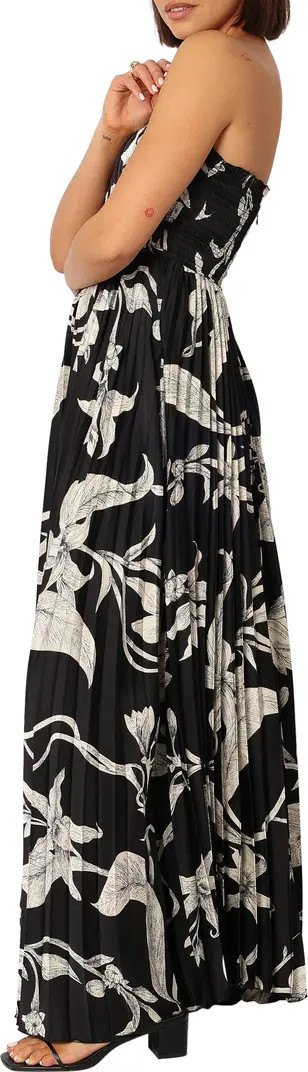 Angelique Floral Strapless Pleated Maxi Dress | Nordstrom