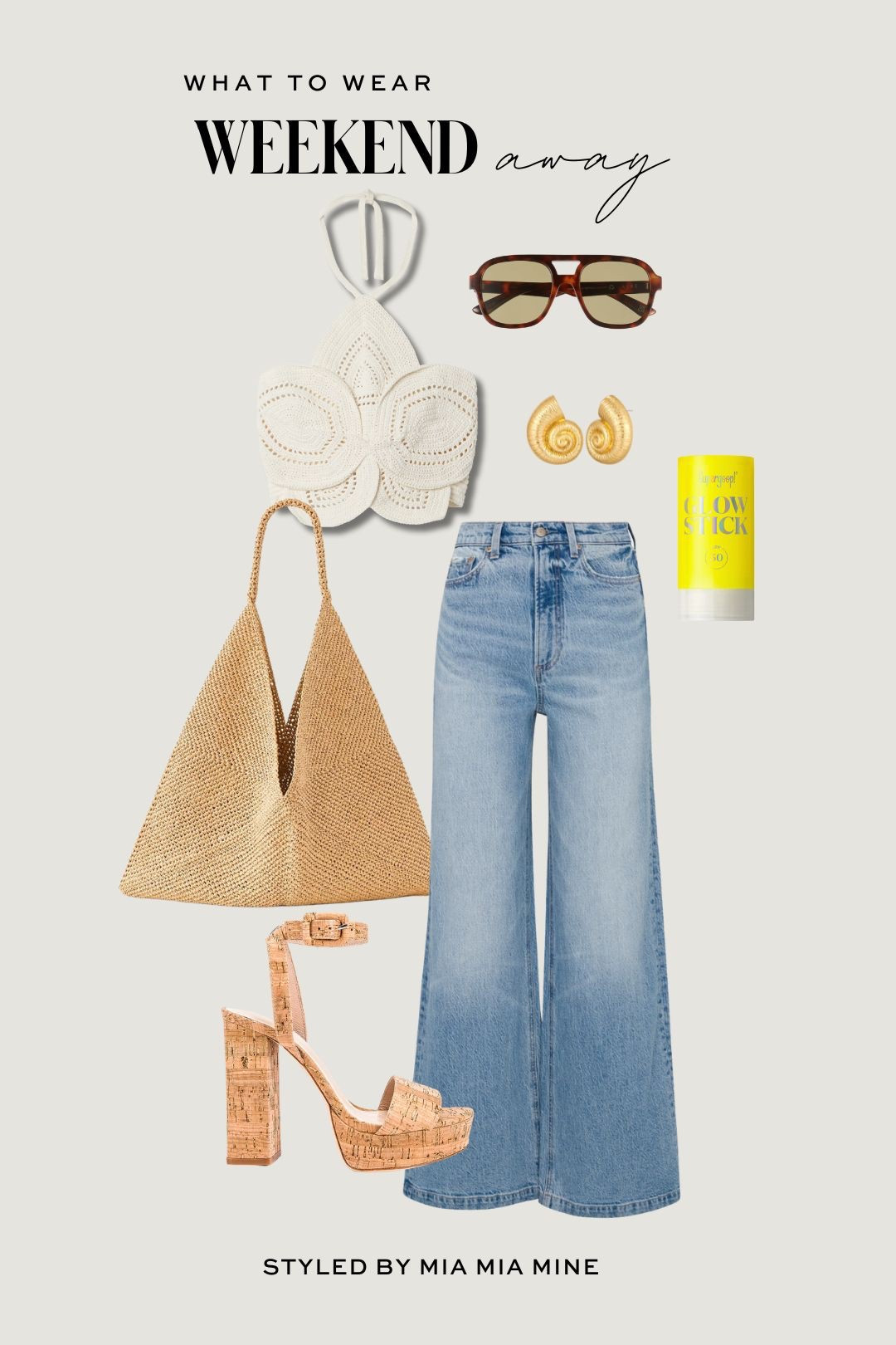 Summer outfit ideas
Cult Gaia halter top
Pistola wide leg jeans 
ALC raffia tote
Revolve platform heels 

#LTKTravel #LTKSaleAlert #LTKFindsUnder100