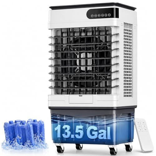 Swamp Cooler Air Conditioners, Large 13.3-Gal Tank for 7d Cooling, 4-IN-1 Portable Evaporative Cooler with LED Touch Screen, 3 Fan Speeds,12H Timer and Remote, 1000 sq ft, Ideal for Large Rooms | Amazon (US)
