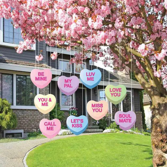 Hanging Valentine Candy Hearts  9pc Valentines Day Decor  | Etsy | Etsy (US)