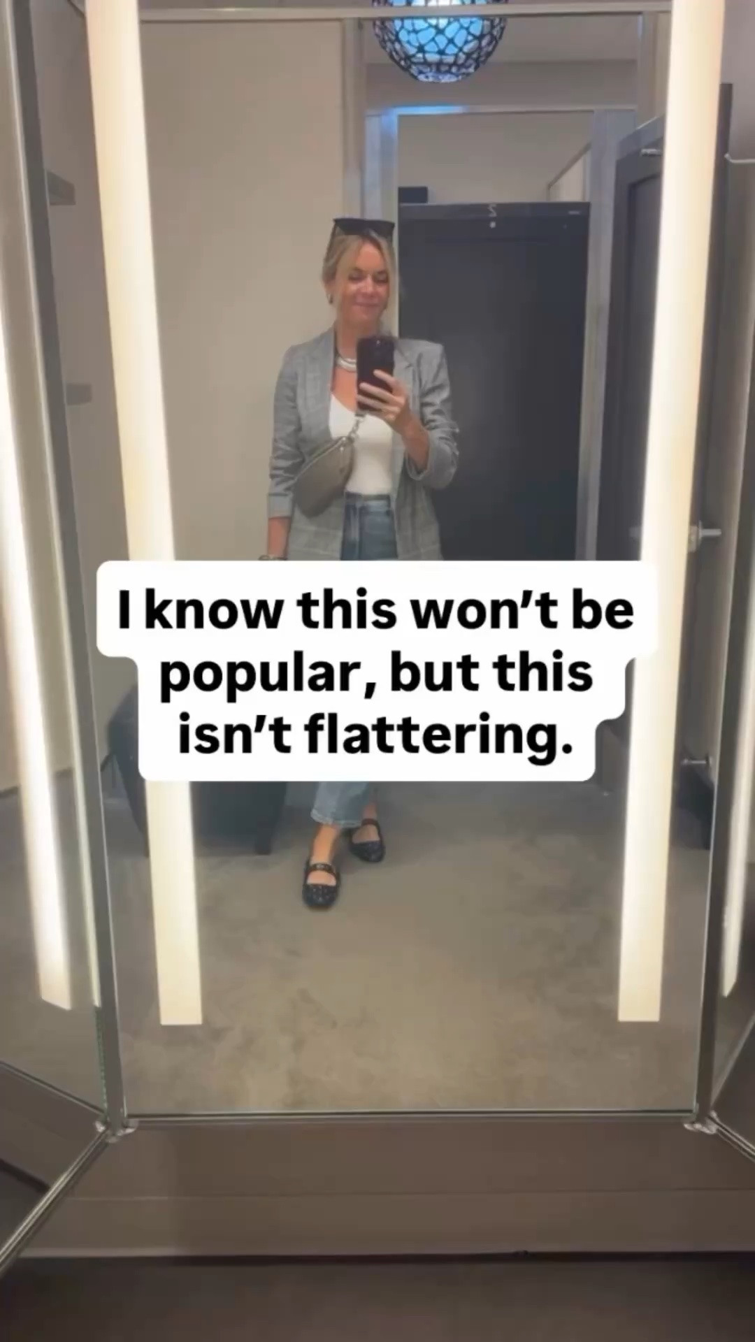 I know this feels counterintuitive — but longer, shapeless tops usually do the opposite of what you want them to do.