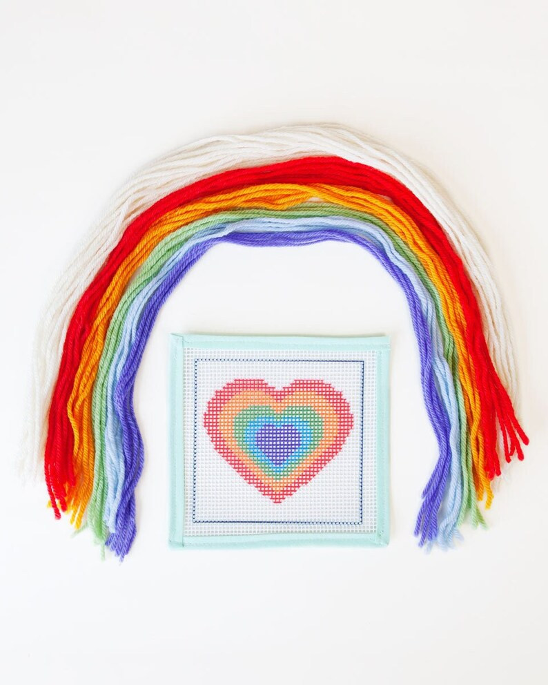 Rainbow Heart Needlepoint Kit for Kids - Etsy | Etsy (US)