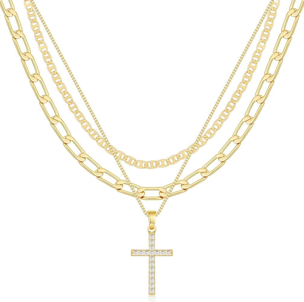 Cross Necklace for Women,Stackable Stacked Stacking Layering Layered Necklaces Dainty Gold Neckla... | Amazon (US)