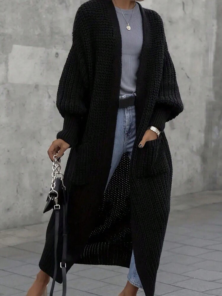 Dual Pocket Drop Shoulder Cardigan,Long Sleeve Tops | SHEIN