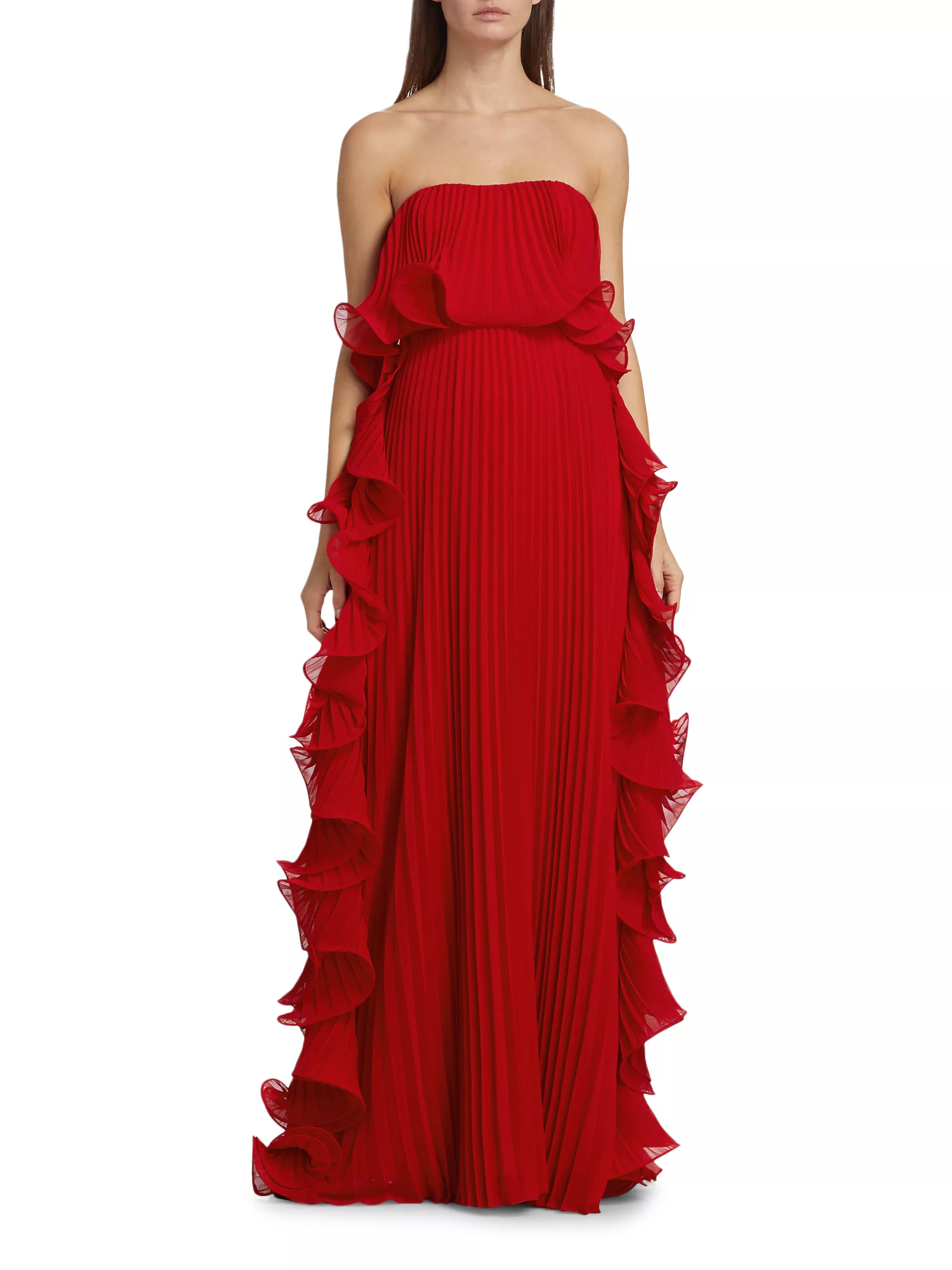 Badgley MischkaStrapless Pleated Ruffle Gown | Saks Fifth Avenue
