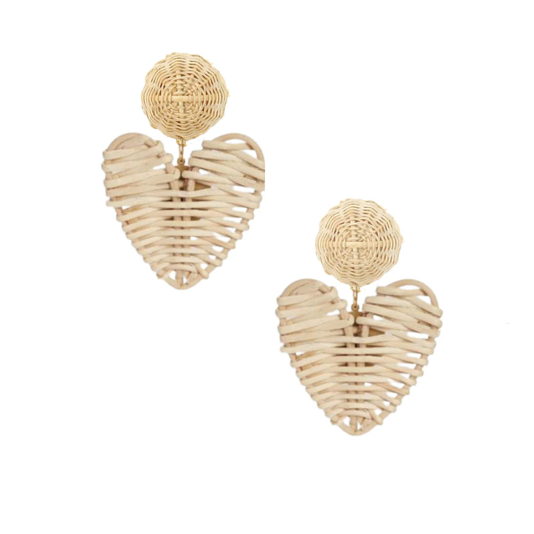 Rattan Heart Drops- Natural | Neely Phelan