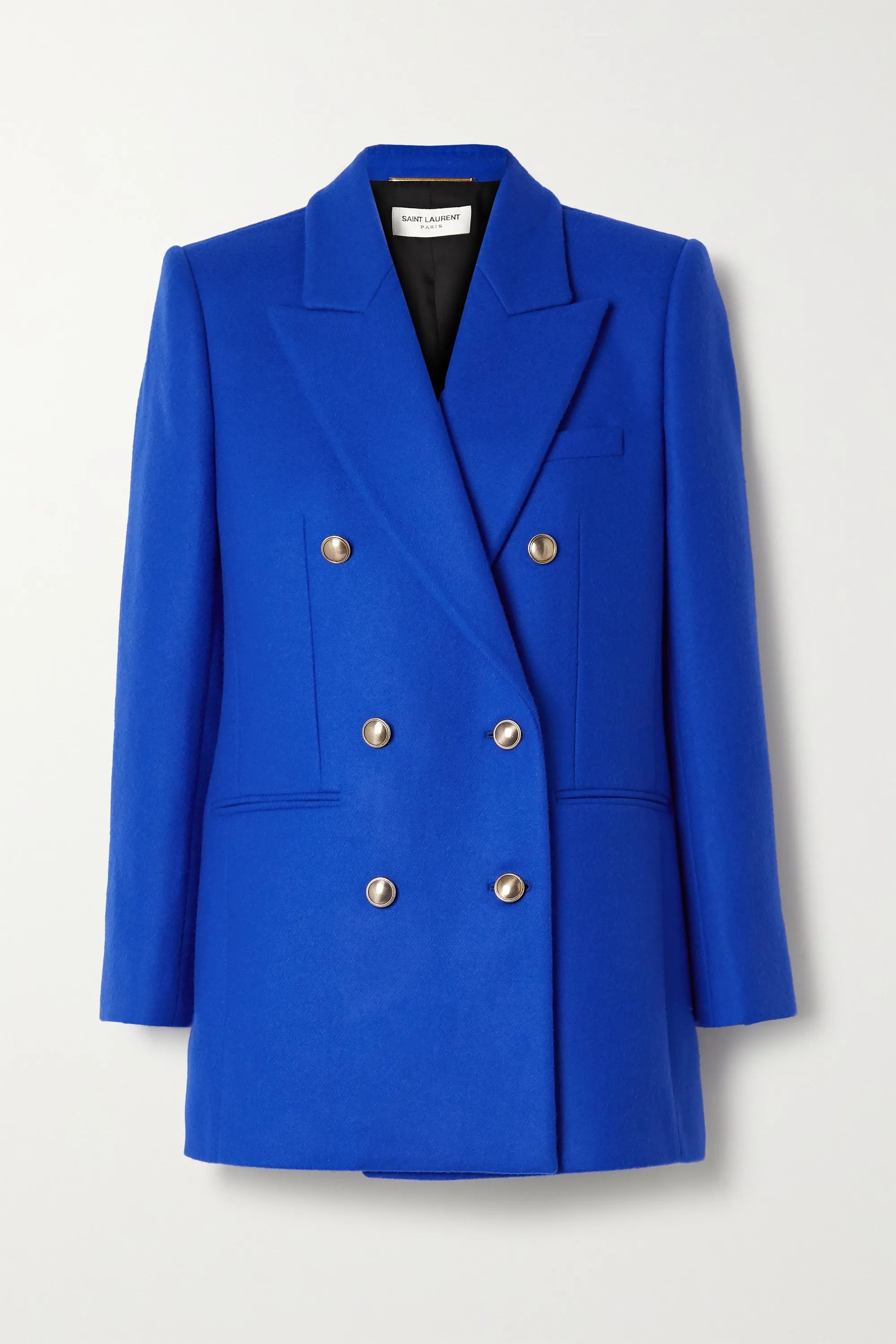 Royal blue Double-breasted wool and cashmere-blend felt blazer | SAINT LAURENT | NET-A-PORTER | NET-A-PORTER (UK & EU)