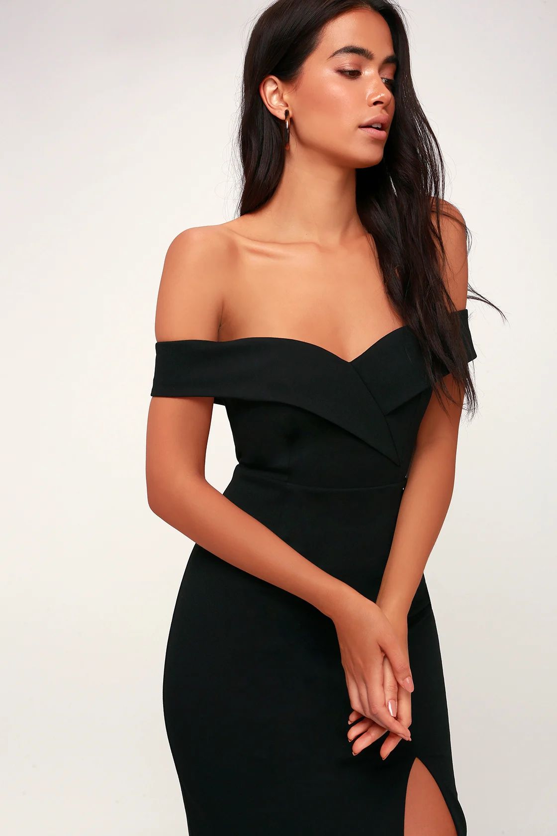 Classic Glam Black Off-the-Shoulder Bodycon Dress | Lulus (US)