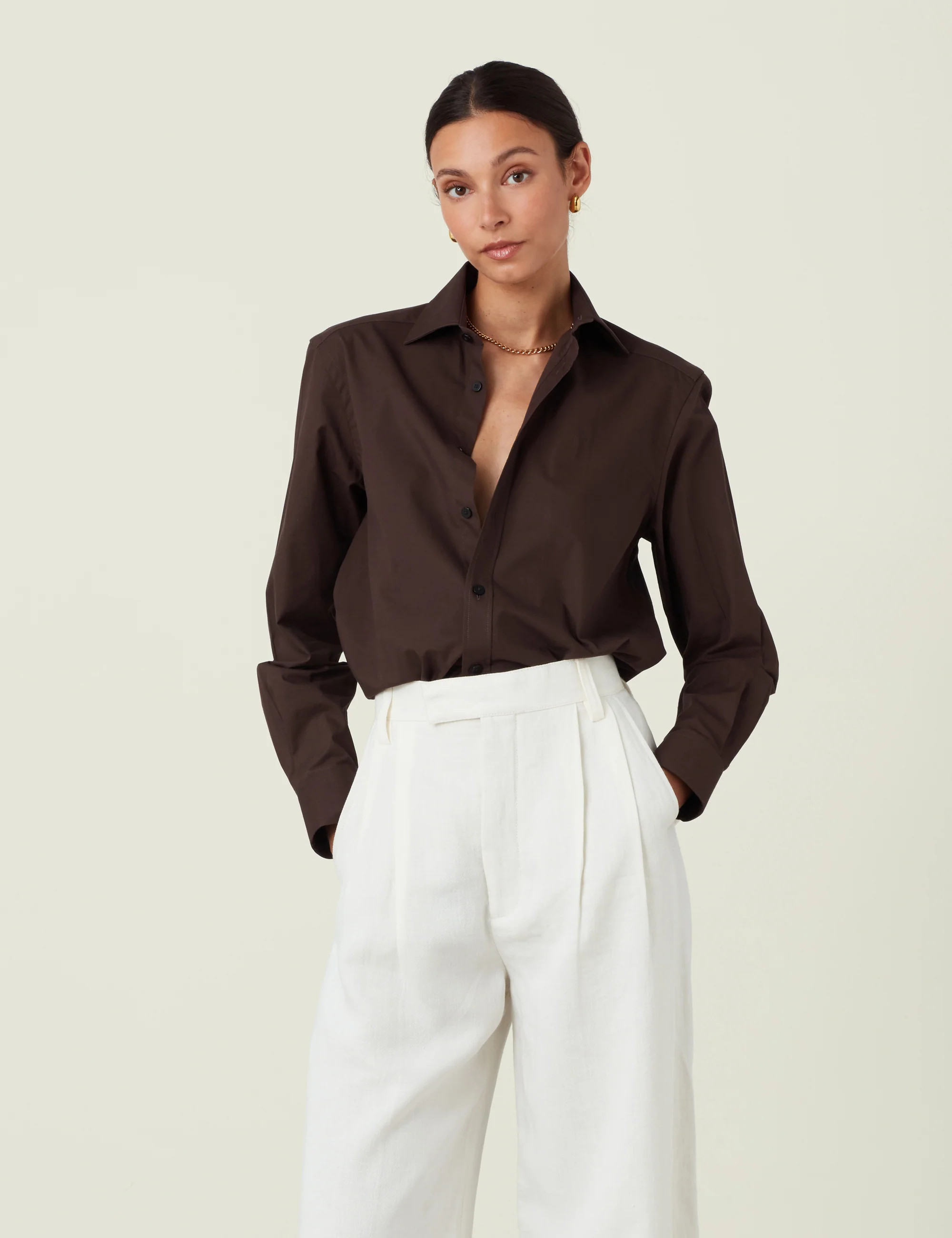 The Boyfriend: Fine Poplin, Chocolate | With Nothing Underneath