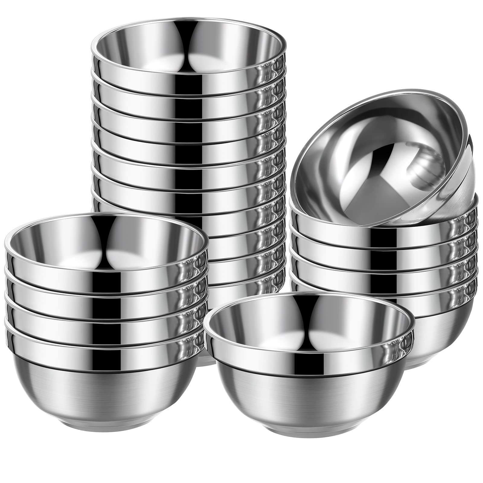 Mimorou 20 Pack 304 Stainless Steel Bowls Set 13oz Metal Double Walled Insulated Snack Mixing Lig... | Amazon (US)