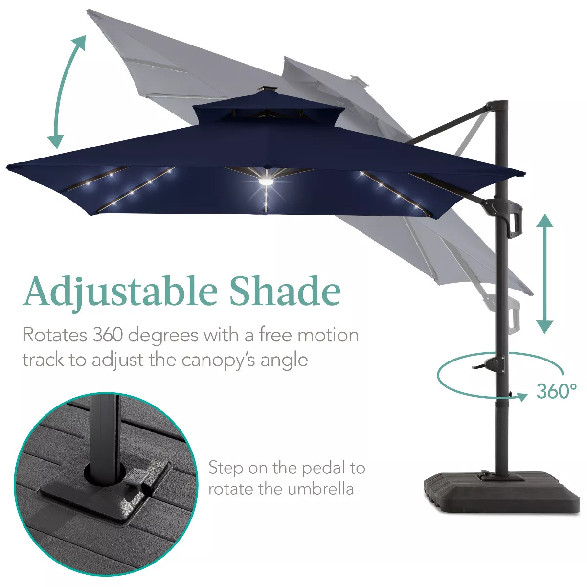 Best Choice Products 10x10ft 2-Tier Square Outdoor Solar LED Cantilever Patio Umbrella w/ Base In... | Target