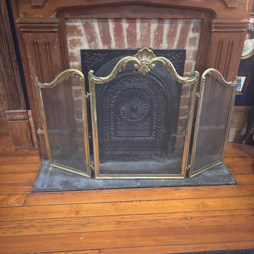 Vintage Heavy Brass Ornate Gold Hollywood Regency Fireplace Screen - Etsy | Etsy (US)