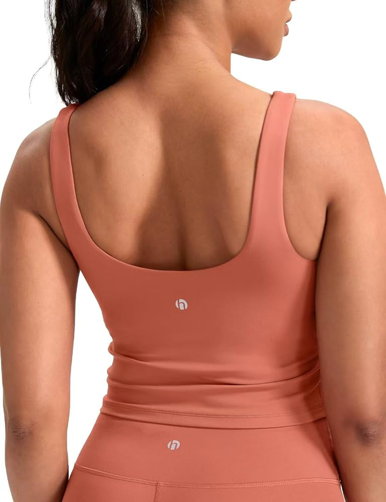 HeyNuts Zeal Bra Womens Scoop Neck Longline Sports Bras, U Back Workout Yoga Crop Tank Tops Padde... | Amazon (US)