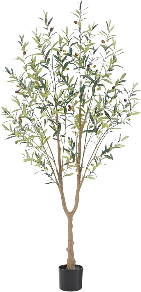 Tall Fuller Style Faux Olive Tree，6Ft(72”) Realistic Potted Silk Artificial Olive Tree， Fak... | Amazon (US)