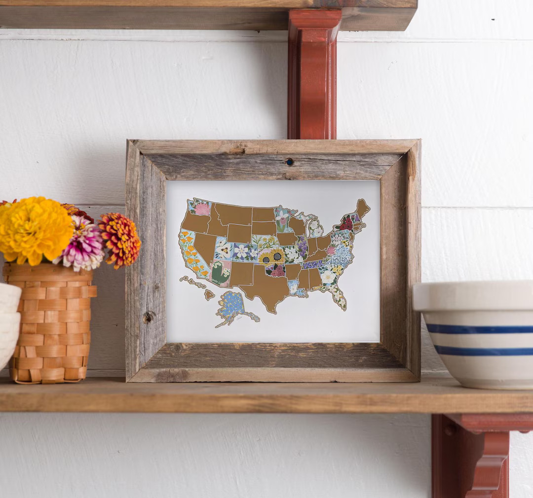 Scratch Your Travels USA Map: State Flowers Art, Travel Gift | Etsy (US)