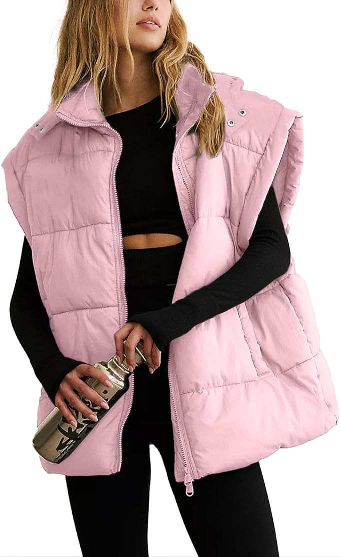 Shiyifa Womens Puffer Vest Oversized Sleeveless Guilted Jacket Lightweight Zip Up Padded Gilet wi... | Amazon (US)