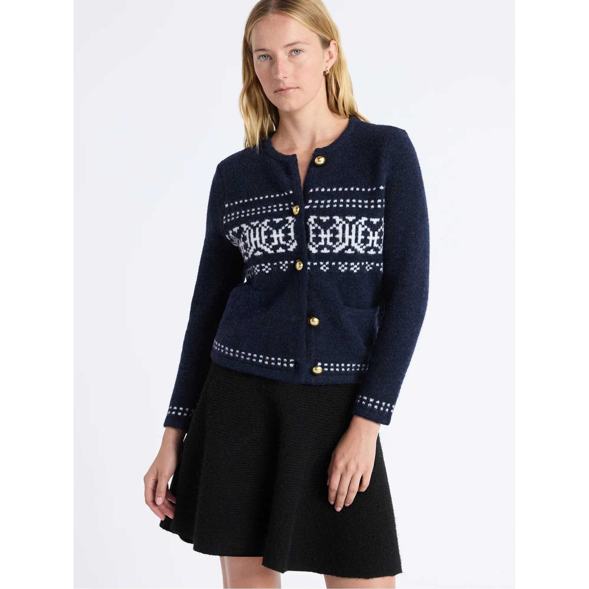 Free Assembly Women's and Women's Plus Fair Isle Cardigan with Welt Pockets, Midweight, Sizes XS-... | Walmart (US)