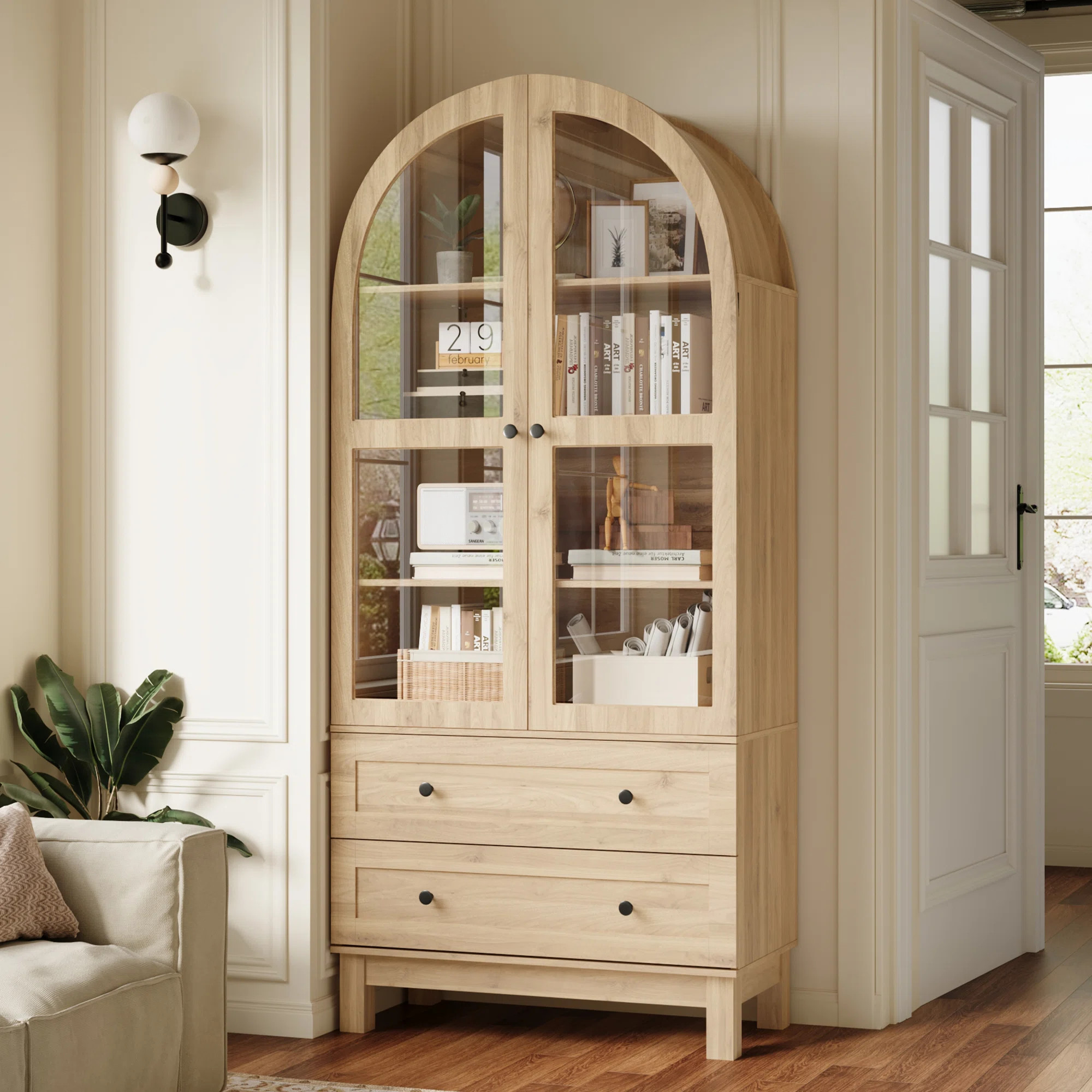 71" Tall Arched Kitchen Pantry, Kitchens Pantry Storage Cabinet With 2 Large Drawers And Adjustab... | Wayfair North America