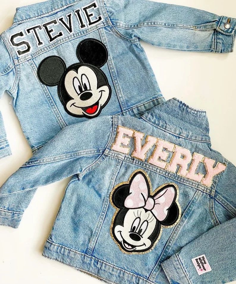 Kids/Toddler Magical Vacation Patch Jean Jacket | Boys Mickey Face Jean Jacket | Girls Minnie Fac... | Etsy (US)