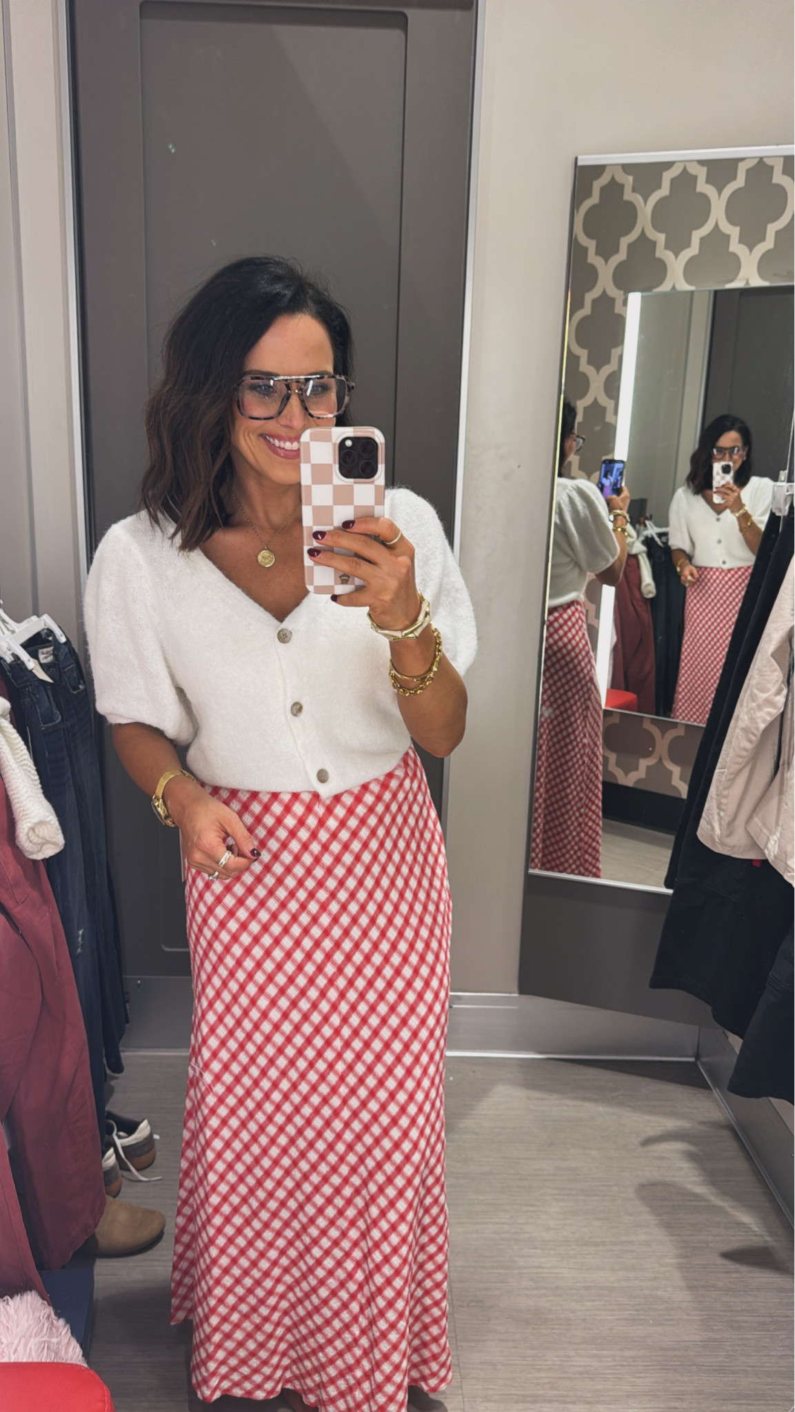 Yall! This silk shirt with the white and red pattern is so cute! ❤️ I'm obsessed with everything about this outfit. Perfect for teachers, moms, elevated outfit! This is definitely a Target must have! Mom life teacher outfits work fits Target finds busy mom appropriate work wear silk skirt white blouse Target fashion Vintage Pickin 

#LTKmomlife #LTKdayinmylife #LTKPetite