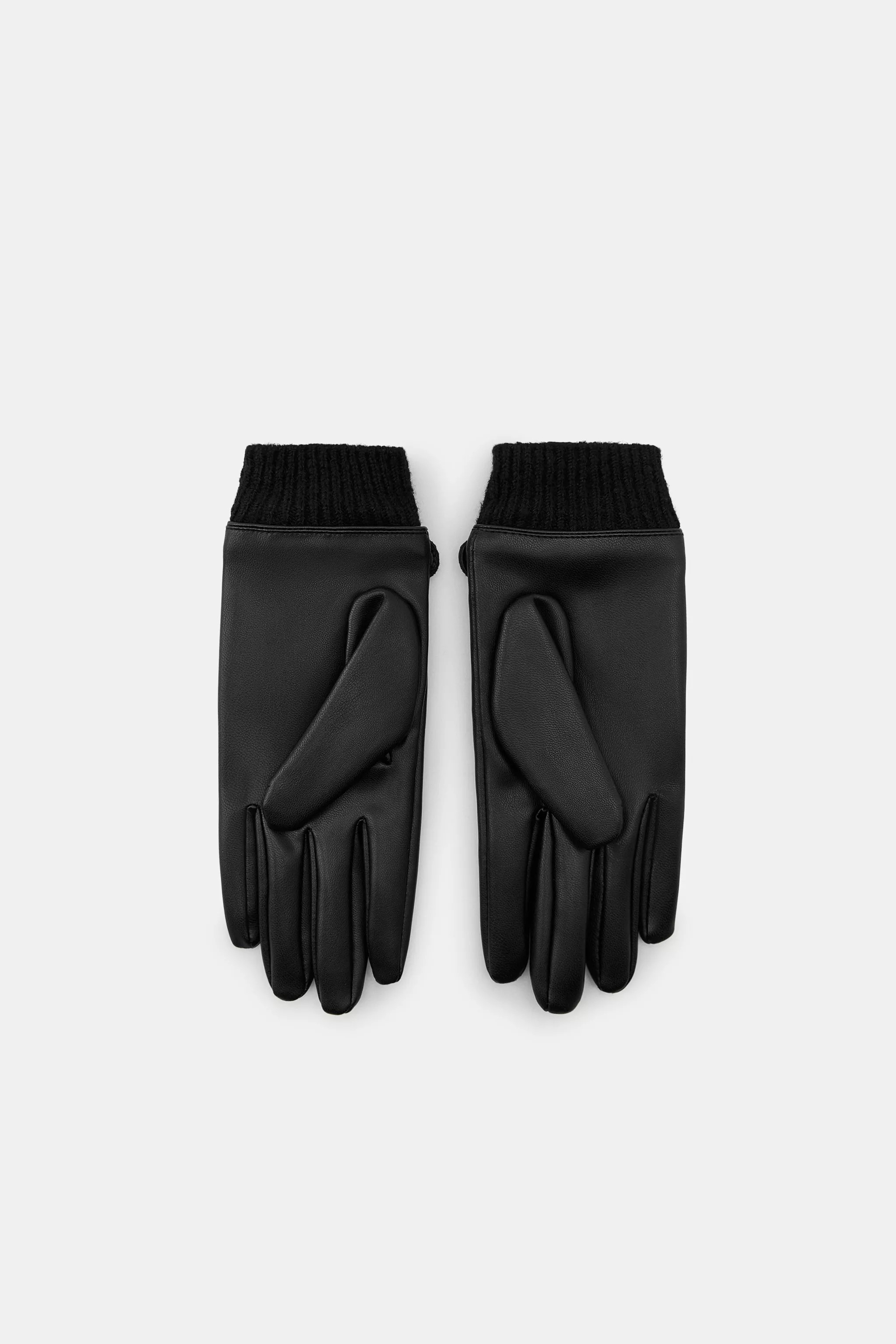 FAUX LEATHER KNIT GLOVES | Zara Canada